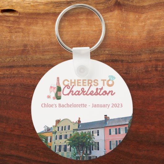 "Cheers to Charleston" Bach Party Sleutelhanger (Voorkant)