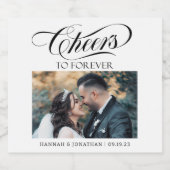 Cheers To Forever Photo Wedding Sparkling Wijnetiket (Enkel label)
