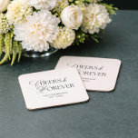 Cheers to Forever Wedding Kartonnen Onderzetters<br><div class="desc">Add a stylish detail to your reception with these wedding coasters designed for a refined celebration. Perfect as wedding coasters favors, these wedding coasters personalized pieces also work beautifully as personalized coasters for wedding drink stations. The classic design fits a black and white wedding, victorian wedding, italian wedding, or old...</div>