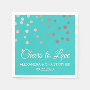Cheers to Love Blauwgroen Blue Confetti Wedding Servet