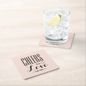 Cheers to Love Blush Pink and Black Wedding Kartonnen Onderzetters (Insitu)