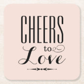 Cheers to Love Blush Pink and Black Wedding Kartonnen Onderzetters (Voorkant)