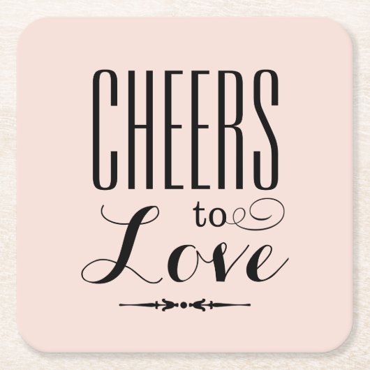 Cheers to Love Blush Pink and Black Wedding Kartonnen Onderzetters (Voorkant)