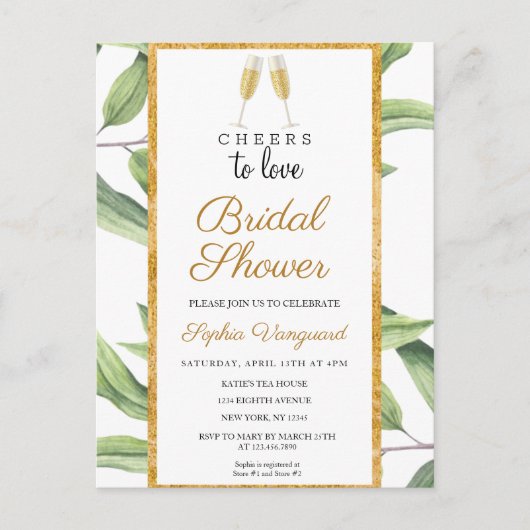 Cheers to Love Botanical Vrijgezellenfeest Party I Briefkaart (Voorkant)