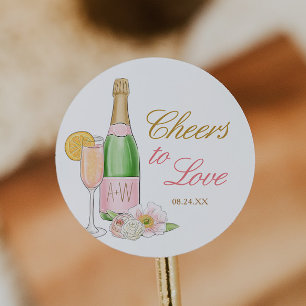 Cheers to Love Bridal Brunch en Bubble Favor Ronde Sticker