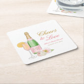 Cheers to Love Bridal Brunch en Bubble Kartonnen Onderzetters (Schuin)