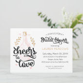 Cheers to Love Bridal Shower Uitnodiging (Staand voorkant)
