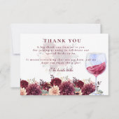 Cheers to Love Burgundy Floral Bridal Shower Bedankkaart (Voorkant)