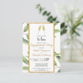 Cheers to Love Champagne Greenery Engagement Party Briefkaart (Staand voorkant)