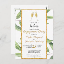 Cheers to Love Champagne Greenery Engagement Party Briefkaart