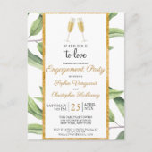 Cheers to Love Champagne Greenery Engagement Party Briefkaart (Voorkant)