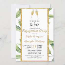 Cheers to Love Champagne Greenery Engagement Party Kaart