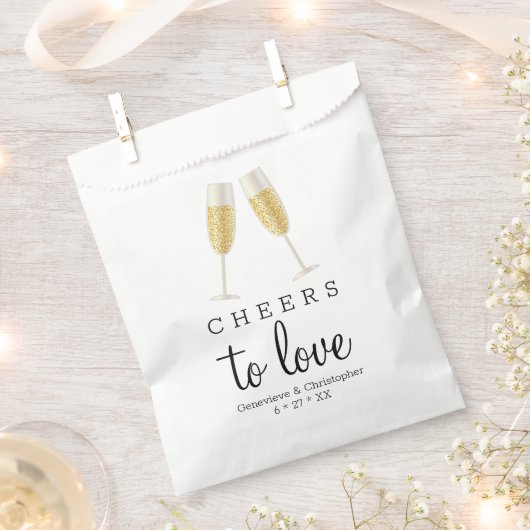 Cheers to Love Champagne Toast Wedding Bedankzakje (Geknipt)