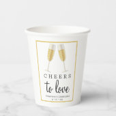 Cheers to Love Champagne Toast Wedding Papieren Bekers (Voorkant)
