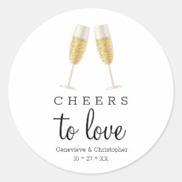 Cheers to Love Champagne Toast Wedding Ronde Sticker