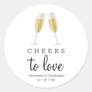 Cheers to Love Champagne Toast Wedding Ronde Sticker