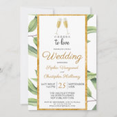 Cheers to Love Chic Champagne Botanical Wedding Kaart (Voorkant)