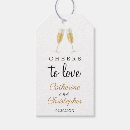 Cheers to Love Chic Champagne Weddenschap Bedankt Cadeaulabel (Voorkant)