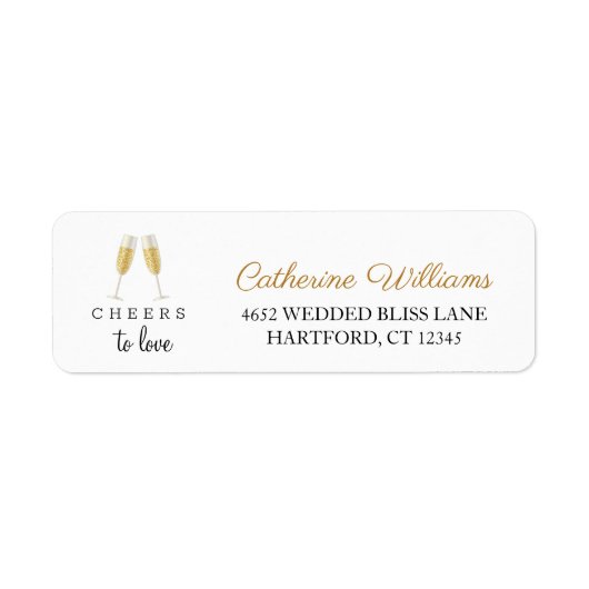 Cheers to Love Chic Champagne Wedding Address Etiket (Voorkant)