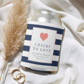 Cheers to Love Coral & Navy Wedding Favor Blikjeskoeler