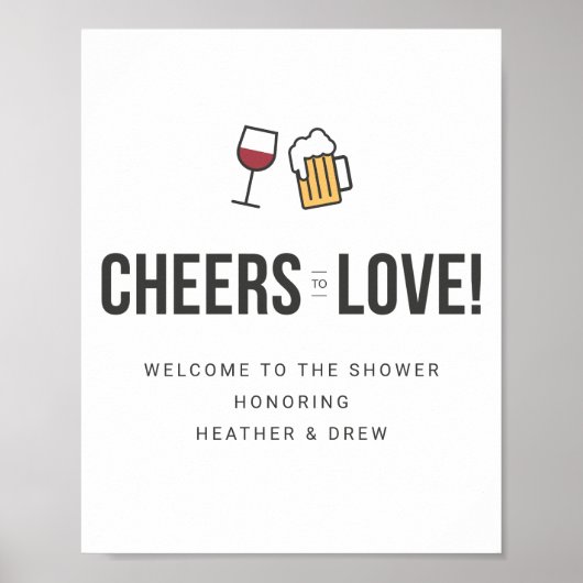 Cheers to Love Couples Wedding Shower Save the Da Poster (Voorkant)