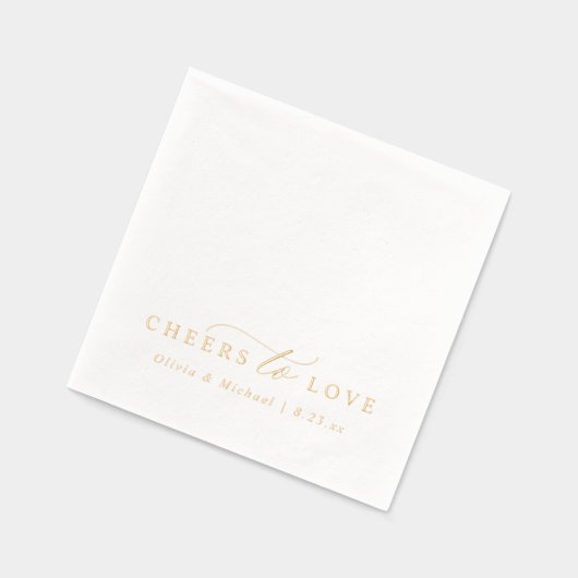 Cheers to Love Elegant Modern Wedding Gold Folie Servetten (Links)