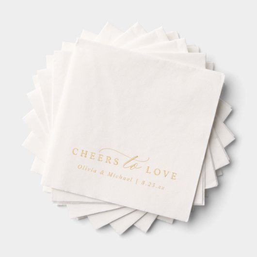 Cheers to Love Elegant Modern Wedding Gold Folie Servetten (Insitu (Gestapeld))