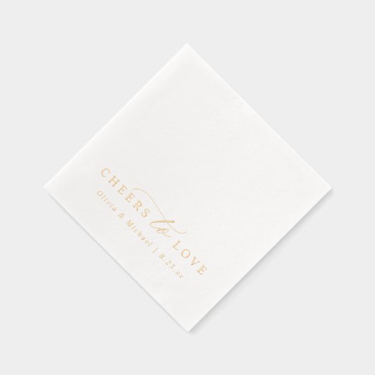 Cheers to Love Elegant Modern Wedding Gold Folie Servetten (Rechts)