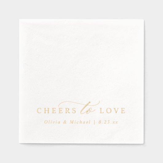 Cheers to Love Elegant Modern Wedding Gold Folie Servetten (Voorkant)