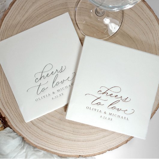 Cheers to Love Elegant Wedding Gold Folie Servetten