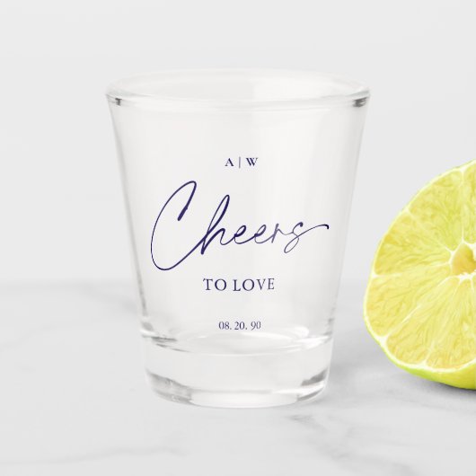 Cheers to Love – Elegant Wedding Shot Glass Shot Glas (Voorkant)