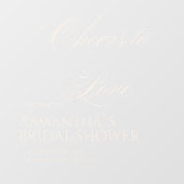 Cheers to Love Elegant White Bridal Shower Raamsticker (Vel)