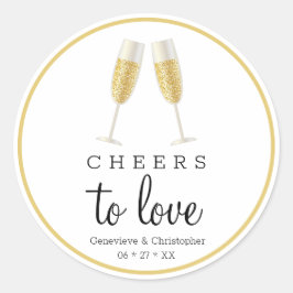 Cheers to Love Gold Champagne Wedding Ronde Sticker