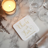 Cheers to Love Gold Script WeduwMonogram Kartonnen Onderzetters
