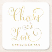Cheers to Love Gold Script WeduwMonogram Kartonnen Onderzetters (Voorkant)