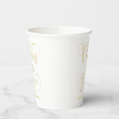 Cheers to Love Gold Script WeduwMonogram Papieren Bekers (Links)