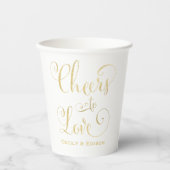 Cheers to Love Gold Script WeduwMonogram Papieren Bekers (Voorkant)