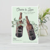 Cheers to Love Greenery Beer Bridal Shower Kaart (Staand voorkant)