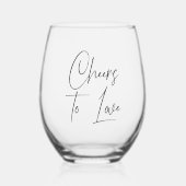 Cheers To Love Handwritten Script Wijnglas Zonder Voet (Voorkant)
