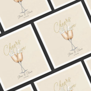Cheers to Love Ivory Gold Vrijgezellenfeest Paper Servet