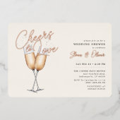 Cheers to Love Ivory Vrijgezellenfeest Roos Gold Folie Uitnodiging (Voorkant)