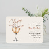 Cheers to Love Ivory Vrijgezellenfeest Roos Gold Folie Uitnodiging (Staand Voorkant)