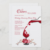 Cheers to Love Jubileum Dinner Party Kaart (Voorkant / Achterkant)