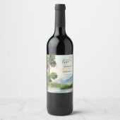 Cheers to Love Lake Evergreen Waterverf Wedding Wijn Etiket (Voorkant)