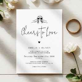 Cheers to Love Minimalist Script Retro Wedding Kaart