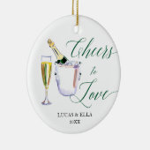 Cheers to love Personalized Couple Champagne Keramisch Ornament (Rechts)