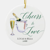 Cheers to love Personalized Couple Champagne Keramisch Ornament (Voorkant)