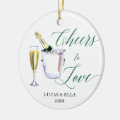Cheers to love Personalized Couple Champagne Keramisch Ornament (Links)