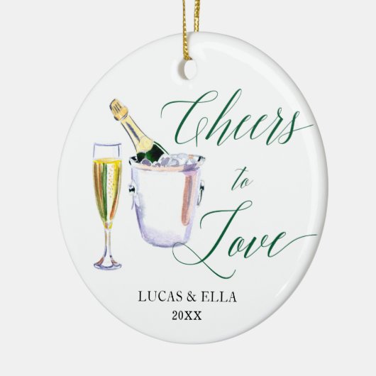 Cheers to love Personalized Couple Champagne Keramisch Ornament (Links)