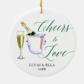 Cheers to love Personalized Couple Champagne Keramisch Ornament (Achterkant)
